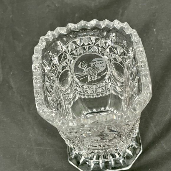 Vintage Hofbauer Byrdes Crystal Vase Bud Vase Clear Birds Over 24% Lead Crystal - Picture 6 of 10